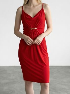 Sabora Scarlet Mini Dress with Metallic Detail